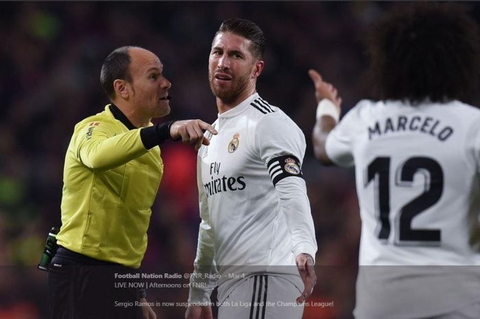 Kapten Real Madrid, Sergio Ramos, absen dalam partai babak 16 besar Liga Champions kontra Ajax Amsterdam, 5 Maret 2019.