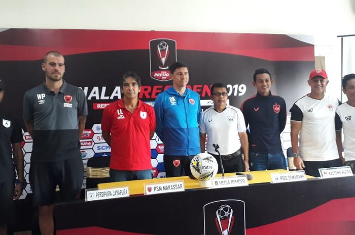 Suasana konferensi pers Grup C Piala Presiden 2019 di Hotel Safira, Magelang, Selasa (5/3/2019).