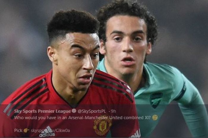 Gelandang Manchester United, Jesse Lingard sedang dibayang-bayangi pemain Arsenal, Matteo Guendouzi.