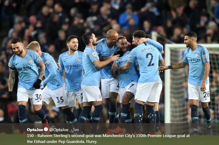 Manchester City menekuk  Watford pada duel Liga Inggris di Etihad Stadium, 9 Maret 2019.