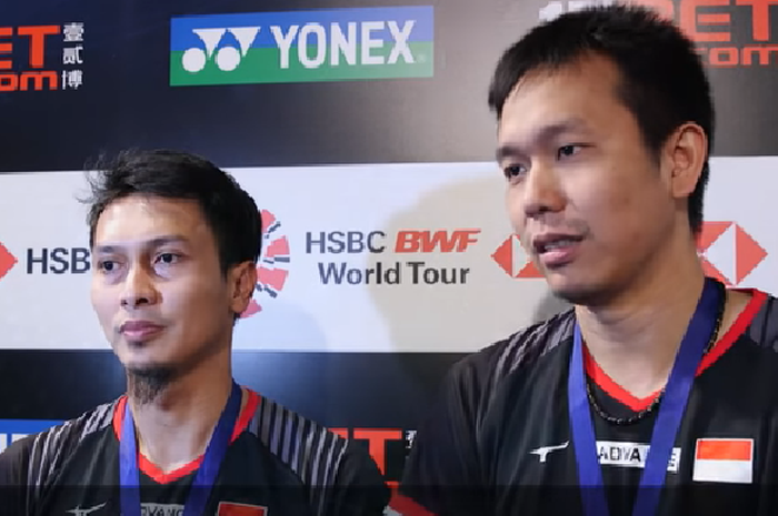 Pasangan ganda putra Indonesia, Mohammad Ahsan (kiri) dan Hendra Setiawan.