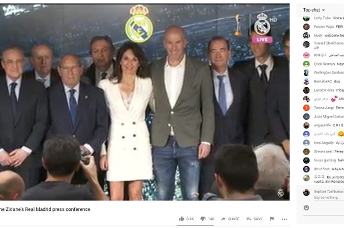 Konferensi pers pertama Zinedine Zidane sebagai pelatih baru Real Madrid, Senin (11/3/2019).