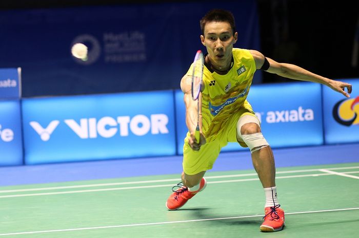 Lee Chong Wei saat bertanding di Malaysia Open 2017.