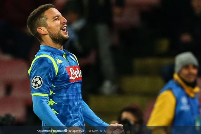 Penyerang Napoli, Dries Mertens, mematok kemenangan bagi timnya saat jumpa Arsenal pada babak perempat final Liga Europa.