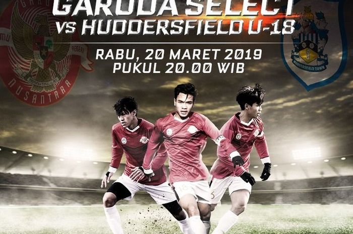 Live streaming Garuda Select Vs Huddersfield U-18 pada Rabu (20/3/2019) pukul 20.00 WIB.