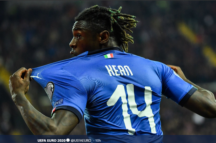 Moise Kean, penyerang muda Juventus mencetak gol pertamanya untuk timnas Italia, Sabtu (23/3/2019).