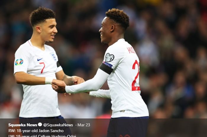 Dua pemain sayap penyerang muda tim nasional Inggris, Jadon Sancho dan Callum Hudson-Odoi