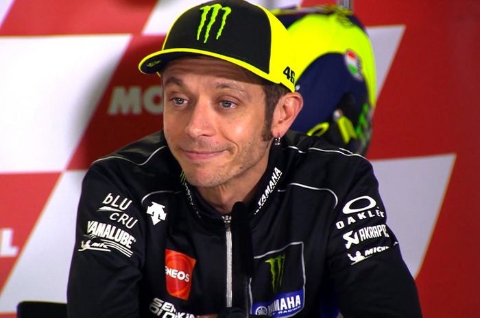 Valentino Rossi sedang menjalani sesi konferensi pers jelang MotoGP Argentina 2019, Kamis (27/3/2019).