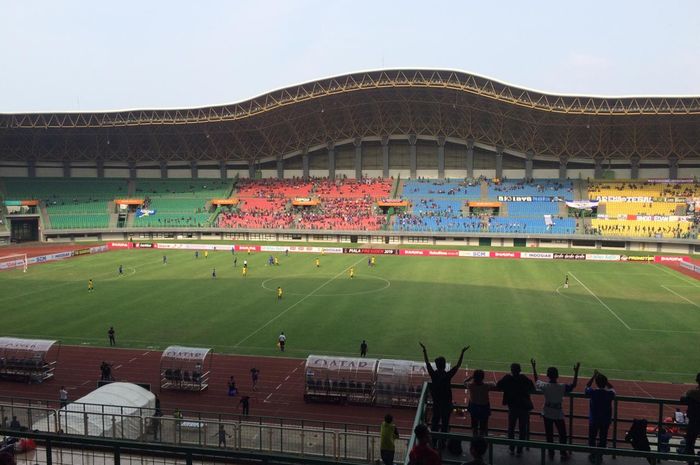 Laga Bhayangkara FC vs Arema FC di babak 8 besar Piala Presiden 2019 di Stadion Ptriot, Bekasi, Sabtu (30/3/2019).