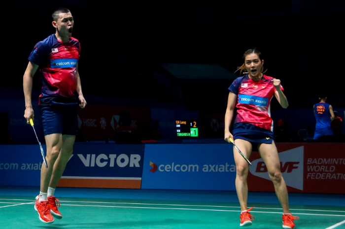 Pasangan ganda campuran Malaysia, Tan Kian Meng/Lai Pei Jing, singkirkan Yuta Watanabe/Arisa Higashino (Jepang) pada babak pertama Malaysia Open 2019, di Axiata Arena, Bukit Jalil, Kuala Lumpur, Malaysia, Selasa (2/4/2019).