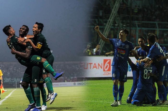 Kolase Persebaya Surabaya (kiri) dan Arema FC (kanan), dua finalis Piala Presiden 2019.