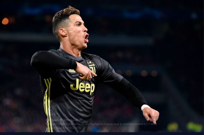 Cristiano Ronaldo saat merayakan golnya untuk Juventus.