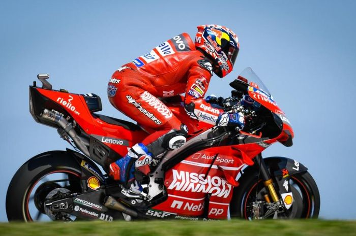 Andrea Dovizioso (Mission Winnow Ducati) saat beraksi pada sesi latihan bebas MotoGP Americas 2019, Jumat (12/4/2019)