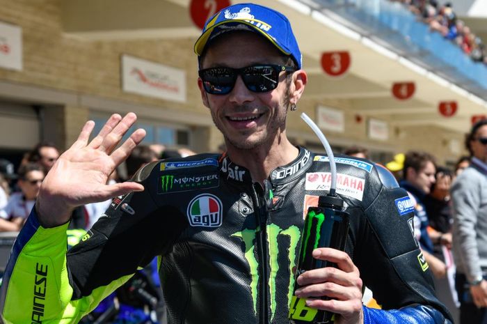 Pembalap Monster Energy Yamaha, Valentino Rossi ketika menyelesaikan sesi kualifikasi MotoGP Americas 2019.