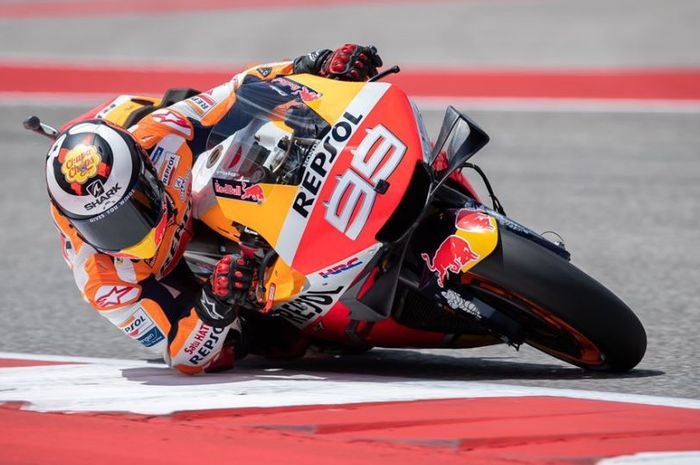 Aksi Jorge Lorenzo pada MotoGP Americas 2019, Senin (15/4/2019) WIB.