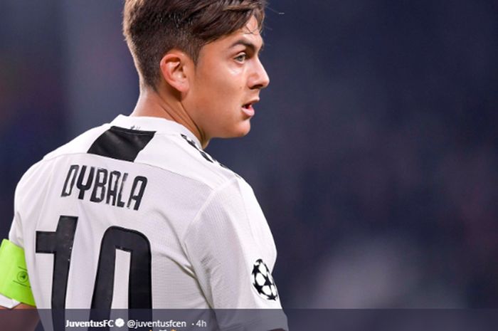 Penyerang Juventus, Paulo Dybala, saat pertandingan melawan Ajax Amsterdam pada leg kedua babak perempat final Liga Champions di Stadion Allianz Turin, 16 April 2019.