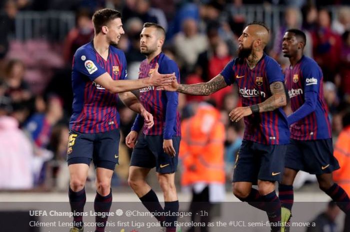 Barcelona mengalahkan Real Sociedad di Camp Nou, 20 April 2019.