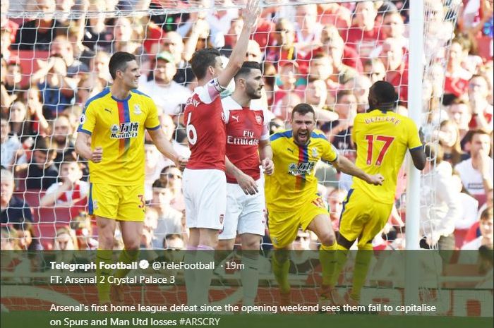 Arsenal kalah di kandang saat menjamu Crystal Palace, 21 April 2019.