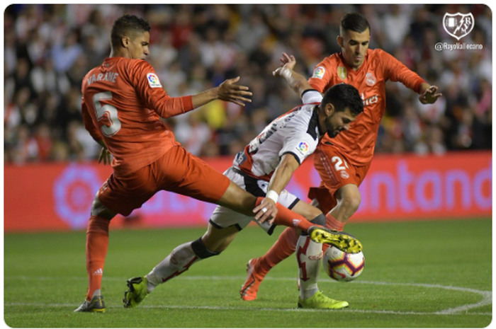 Laga derbi antara Rayo Vallecano kontra Real Madrid di Vallecas pada pekan ke-35 Liga Spanyol, Minggu (28/4/2019).