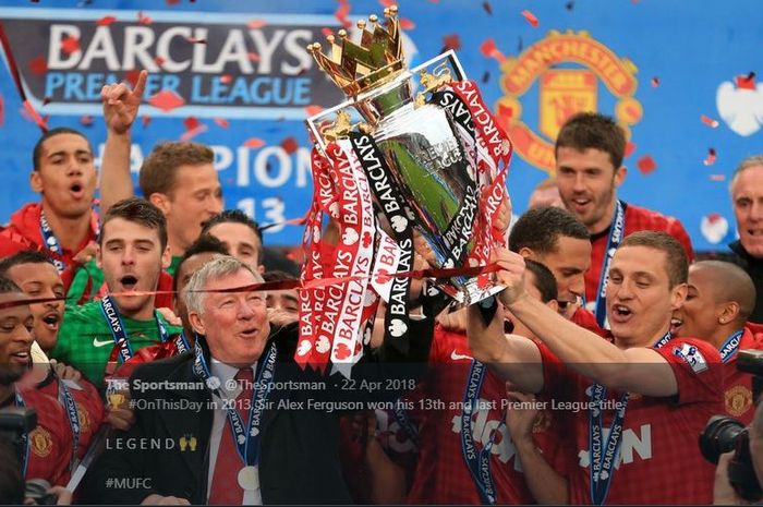 Manchester United kali terakhir merengkuh gelar juara Liga Inggris musim 2012-2013 ketika masih dilatih Sir Alex Ferguson.