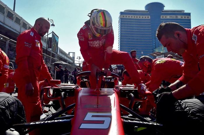 Pembalap Ferrari, Sebastian Vettel usai melakoni seri GP F1 Azerbaijan 2019, Minggu (28/4/2019)