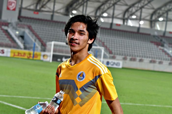 Pemain Al-Gharafa U-19, Ali Syahrian Tampo, usai laga melawan Al-Sadd di Abdullah bin Khalifa Stadium, Jumat (19/4/2019).