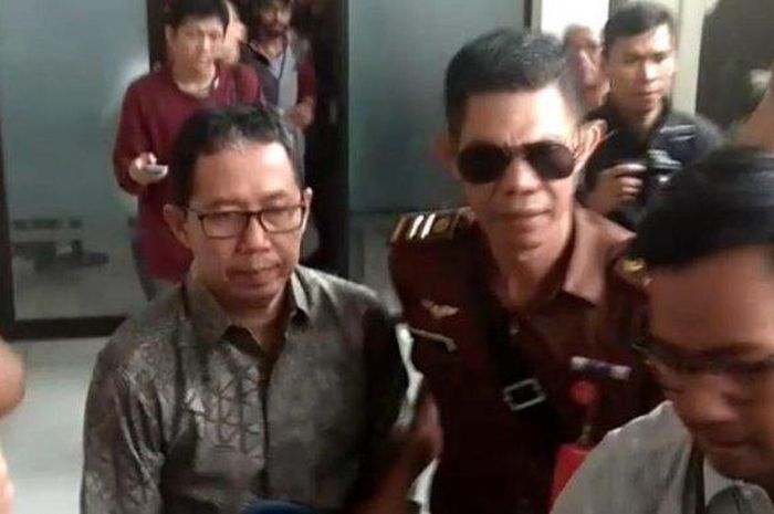 Mantan Plt Ketua Umum PSSI, Joko Driyono, menjalani persidangan pertama di Pengadilan Negeri Jakarta Selatan, Senin (6/5/2019).