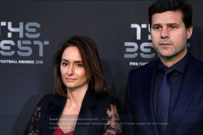 Pelatih Tottenham Hotspur, Mauricio Pochettino (kanan), dan istrinya, Karina Grippaldi.