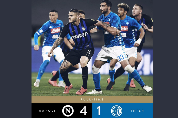 Inter Milan menelan kekalahan besar 1-4 ketika melawan tuan rumah Napoli pada Senin (20/5/2019) di Stadion San Paolo, Naples.