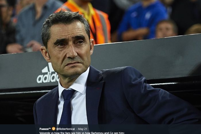 Ekspresi pelatih Barcelona, Ernesto Valverde