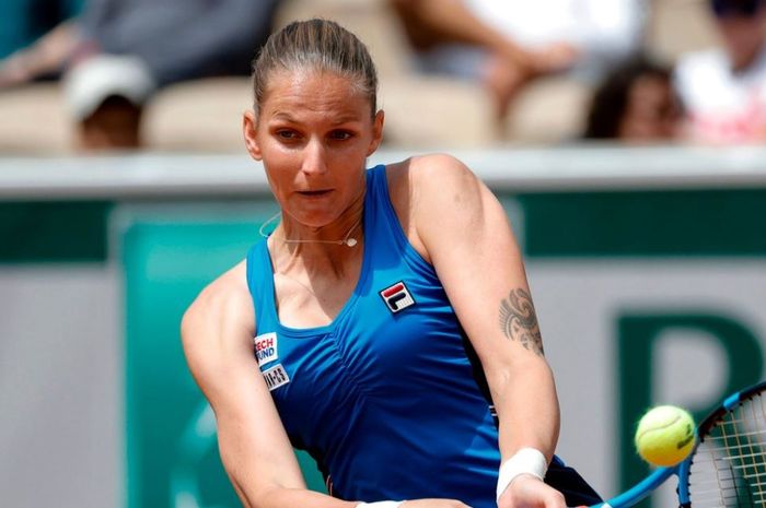 Aksi petenis asal Republik Ceska, karolina Pliskova pada babak dua French Open 2019, Rabu (29/5/2019)