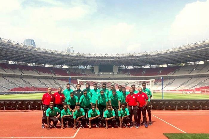 Skuat timnas Vanuatu mengunjungi Stadion Utama Gelora Bung Karno (SUGBK), Jumat (14/6/2019), pagi.