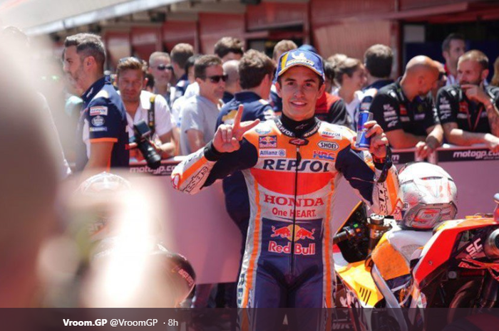 Marc Marquez (Repsol Honda) seusai melakoni kualifikasi MotoGP Catalunya 2019, di Barcelona, Spanyol, Sabtu (15/6/2019).