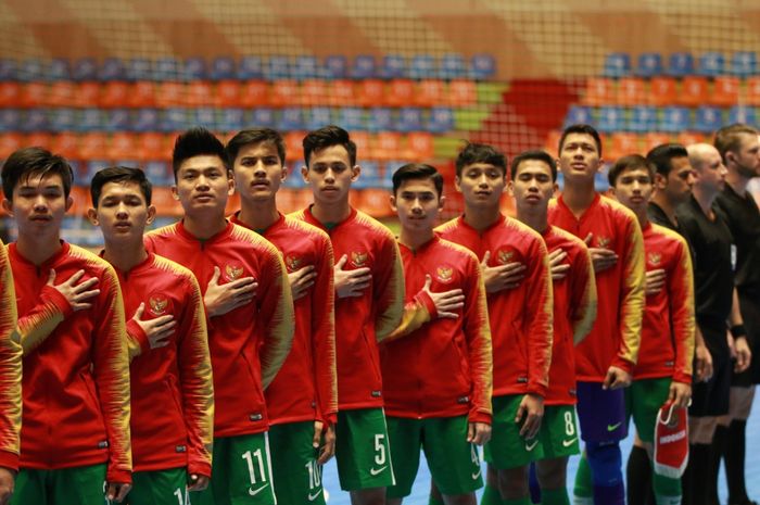 Timnas futsal U-20 Indonesia saat berhadapan dengan Taiwan pada laga pertama Grup D Piala Asia Futsal U-20 di Iran, Sabtu (15/6/2019).