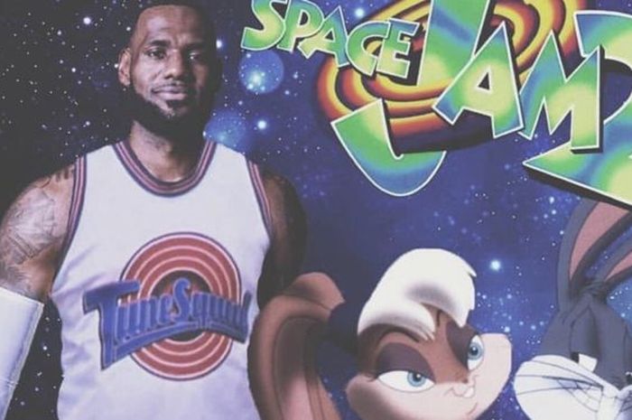 Ilustrasi poster film Space Jam 2 versi LeBron James.