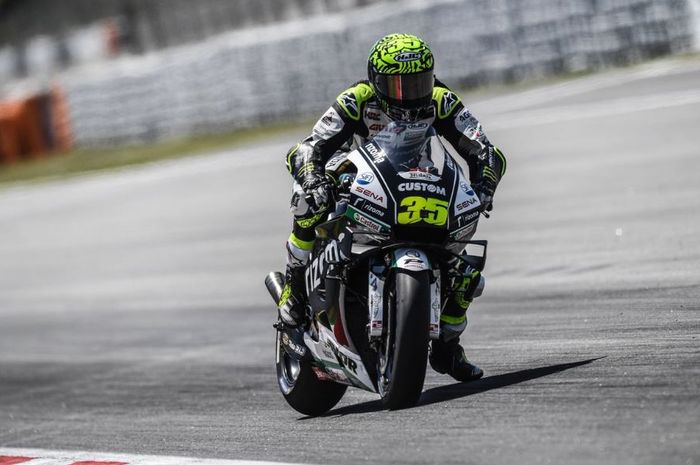 Aksi pembalap LCR Honda, Cal Crutchlow pada MotoGP Catalunya 2019, Minggu (16/6/2019)