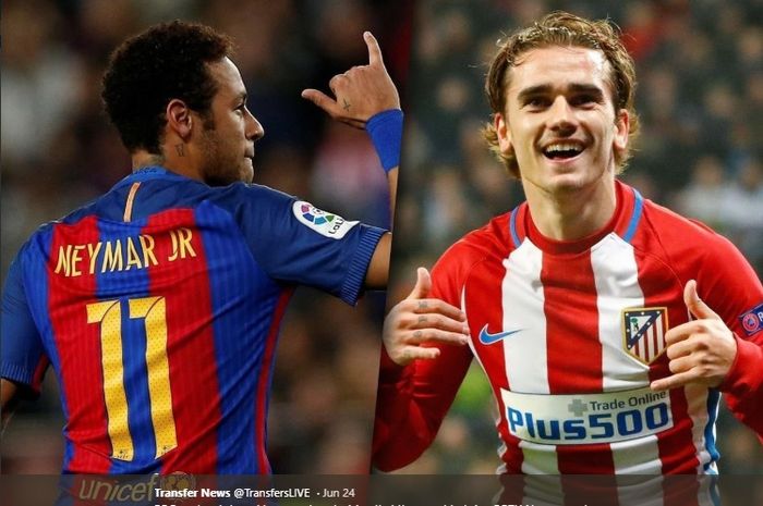 Neymar dan Antoine Griezmann dikabarkan akan direkrut Barcelona pada bursa transfer musim panas tahun ini