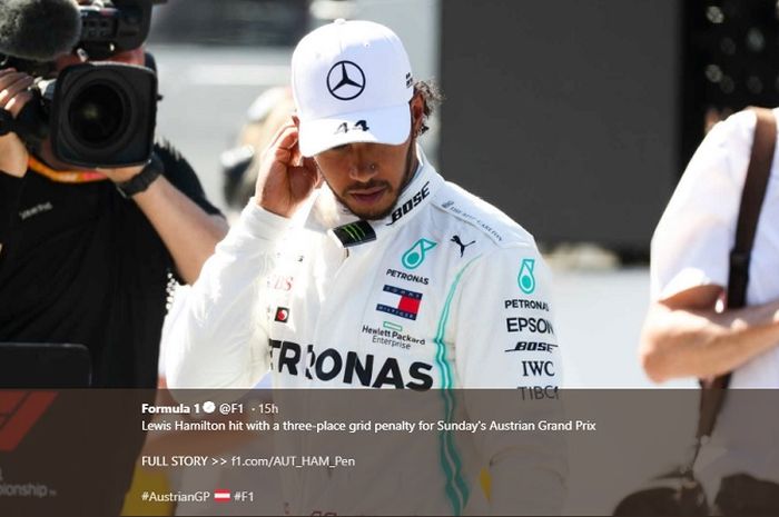 Ekspresi Lewis Hamilton (Mercedes) beberapa saat setelah menuntaskan sesi kualifikasi F1 GP Austria 2019, Sabtu (29/6/2019)