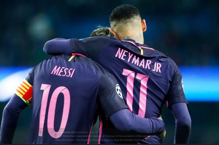 Neymar dan Lionel Messi saat sama-sama membela Barcelona.