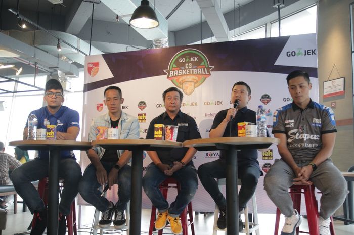 Suasana konferensi pers kompetisi 3x3 Basketball 2019 di Jakarta, Kamis (4/7/20190.