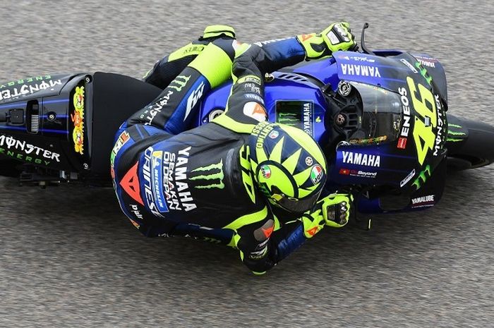 Valentino Rossi (Monster Energy Yamaha) saat tampil di Sachsenring pada hari pertama gelaran MotoGP Jerman 2019, Jumat (5/7/2019)