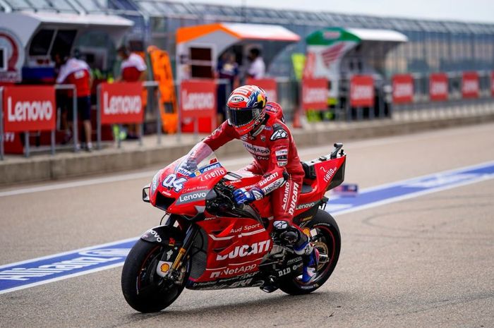 Pembal Mission Winnow Ducati, Andrea Dovizioso saat turun pada hari pertama MotoGP Jerman 2019, Jumat (5/7/2019)