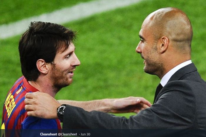 Lionel Messi dan Pep Guardiola saat masih bersama-sama memperkuat FC Barcelona.