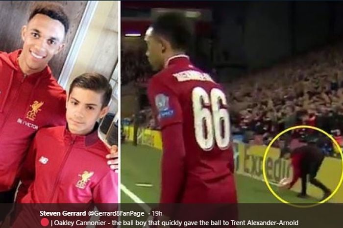 Oakley Cannonier, bocah anak gawang saat menjadi pahlawan Liverpool kala melawan Barcelona di semifinal Liga Champions, mencetak gol perdana bagi tim U-18 Liverpool