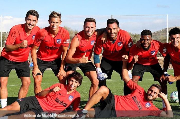 Para pemain Atletico Madrid berlatih pada 9 Juli 2019.