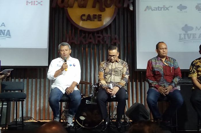 Suasana konferensi pers Mola TV di Hard Rock Cafe, Jakarta, Kamis (18/7/2019).