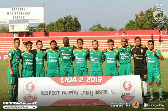 Skuad Sriwijaya FC saat menjalani laga di babak penyisihan wilayah barat Liga 2 2019