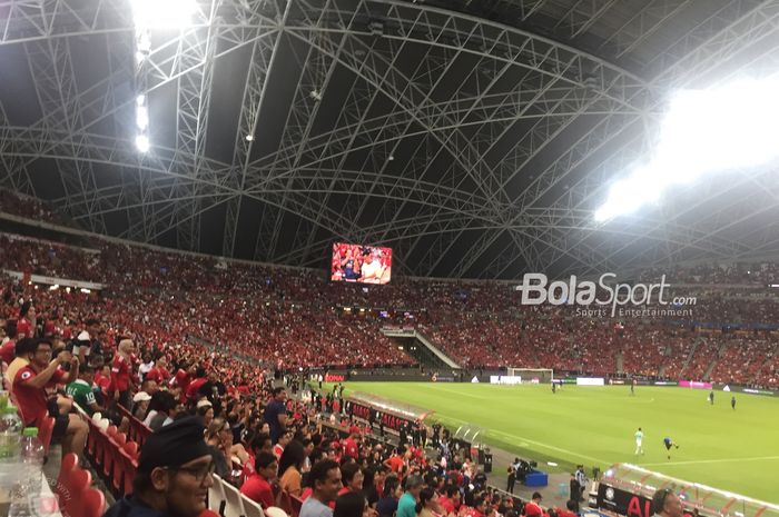 Suasana National Stadium, Singapura, saat laga Manchester United melawan Inter Milan di International Champions Cup 2019 di gelar, Sabtu (20/7/2019).