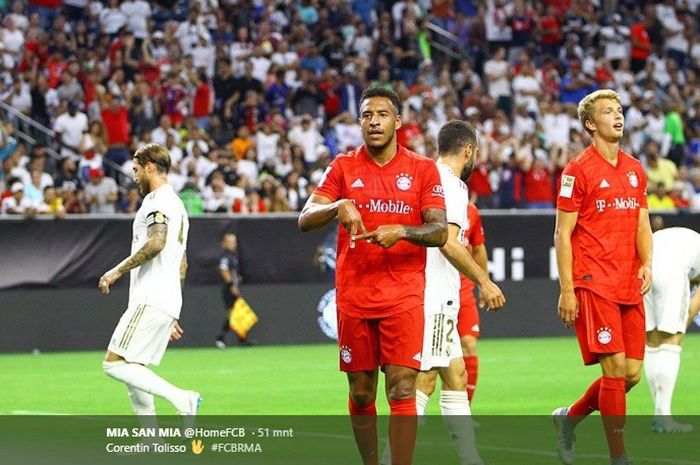 Corentin Tolisso membuka keunggulan Bayern Muenchen atas Real Madrid pada laga International Champions Cup