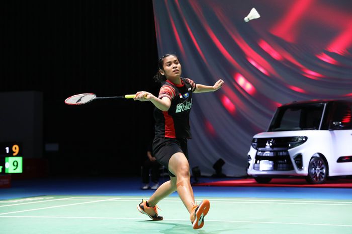 Pebulu tangkis tunggal putri Indonesia, Gregoria Mariska Tunjung, tampil pada babak pertama Japan Open 2019 di Musashino Forest Plaza, Tokyo, Jepang, Selasa (23/7/2019).